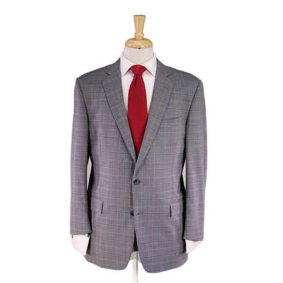 Brooks Brothers Regent BrooksCool Gray/Blue Windowpane 2-Btn Wool Suit 41R - Picture 1 of 12